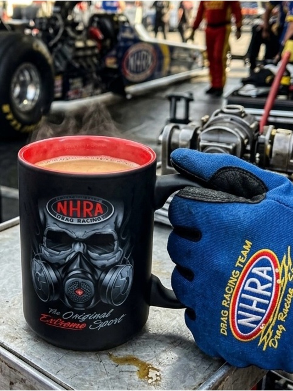 NHRA Drag Racing "The Original Extreme Sport" Gas Mask Mug